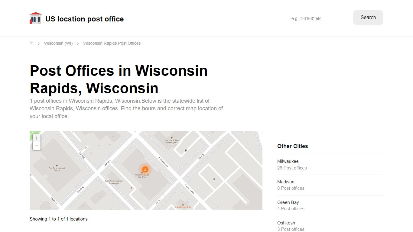 Post Offices in Wisconsin Rapids, Wisconsin
